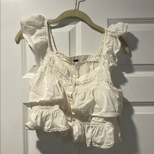 White Ruffled Sleeveless Top